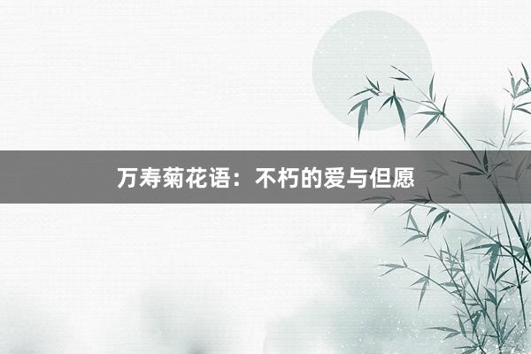 万寿菊花语：不朽的爱与但愿